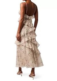 Women's Floral Tiered Ruffle Maxi Dress