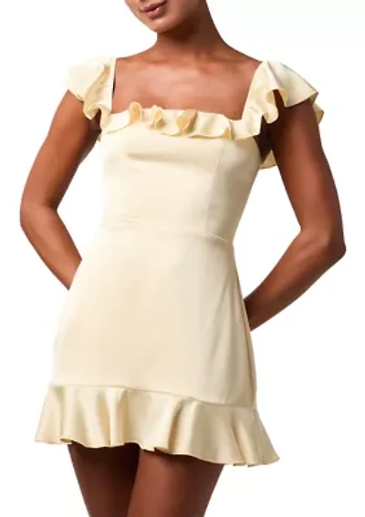 Women's Sleeveless Ruffle Shoulder Mini Dress