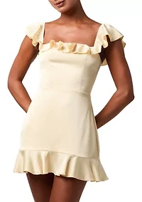 Women's Sleeveless Ruffle Shoulder Mini Dress