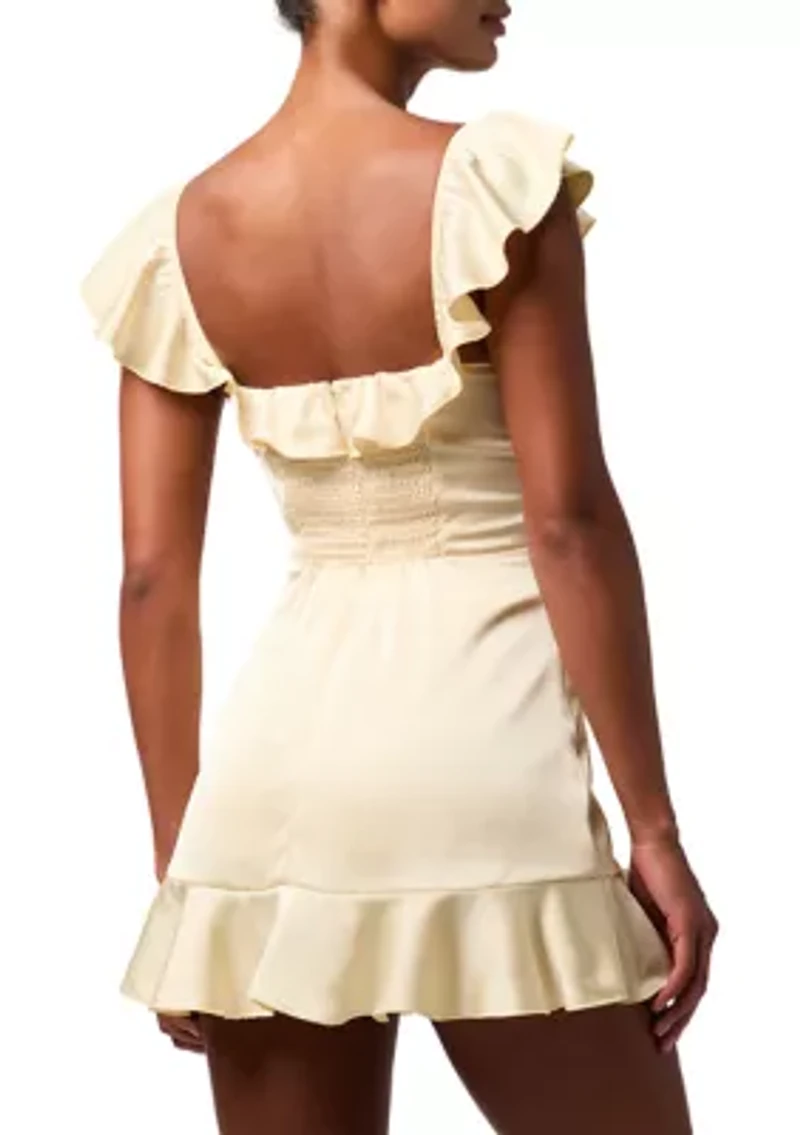 Women's Sleeveless Ruffle Shoulder Mini Dress