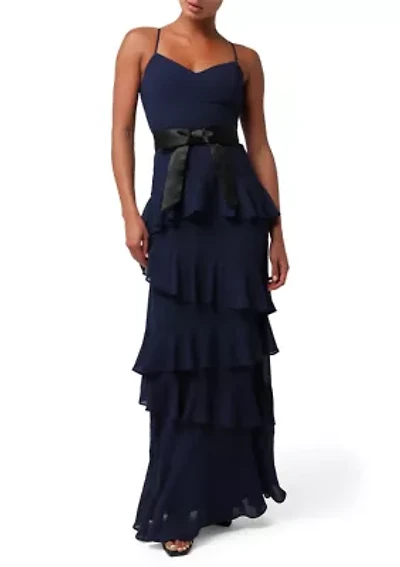 Women's Beth Ruffled Maxi Dress with Belt