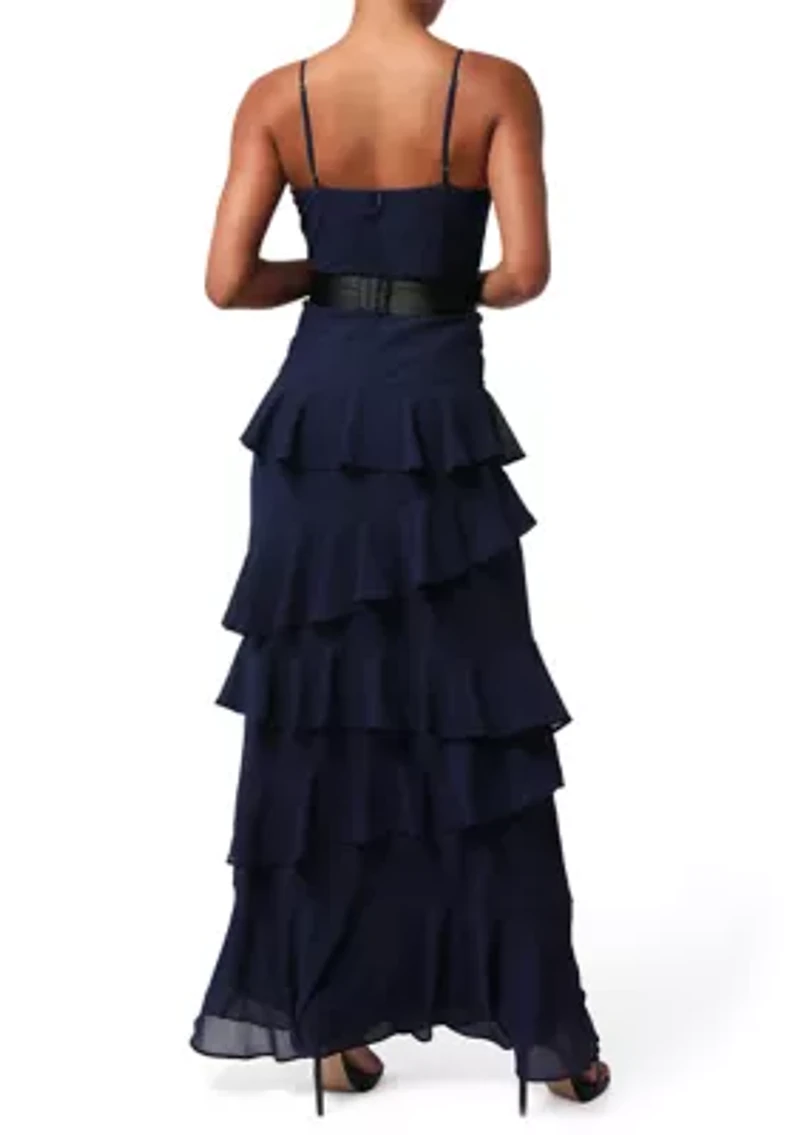 Women's Beth Ruffled Maxi Dress with Belt