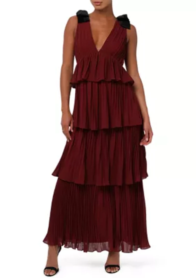 Women's Irene Tiered Maxi Dress with Velvet Bows