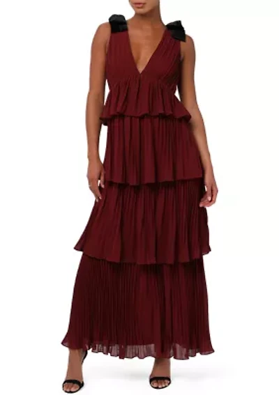 Women's Irene Tiered Maxi Dress with Velvet Bows