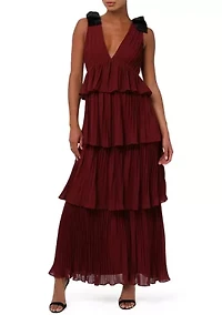 Women's Irene Tiered Maxi Dress with Velvet Bows