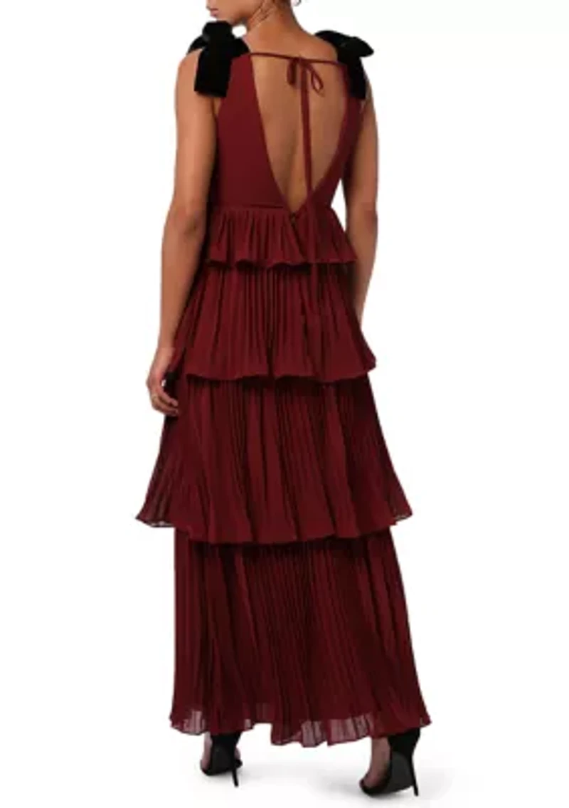 Women's Irene Tiered Maxi Dress with Velvet Bows