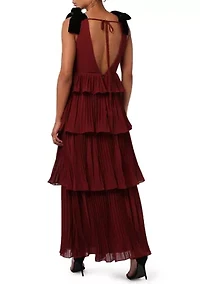 Women's Irene Tiered Maxi Dress with Velvet Bows