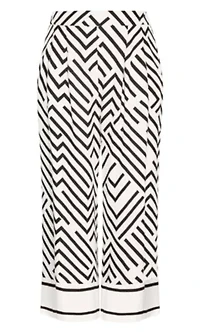 Linear Border Print Wide Leg Pant