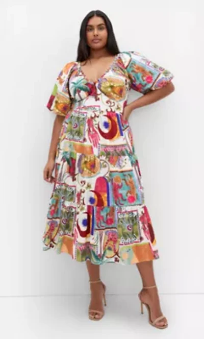 Simona Print Puff Sleeve Dress
