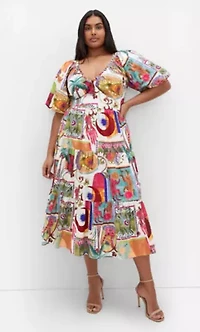 Simona Print Puff Sleeve Dress
