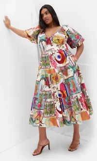 Simona Print Puff Sleeve Dress