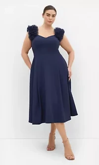 Roselyn Ruffle Tulle Midi Dress