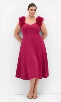 Roselyn Ruffle Tulle Midi Dress