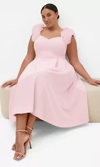 Roselyn Ruffle Tulle Midi Dress