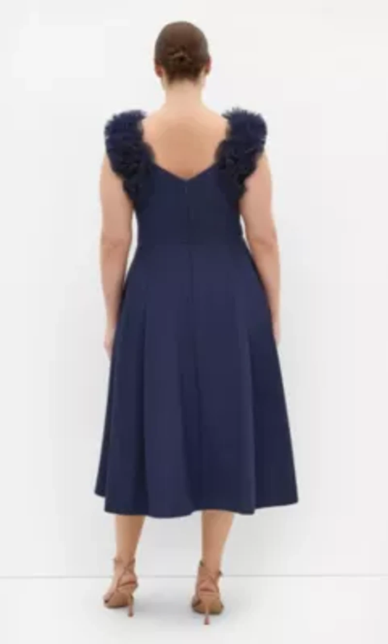 Roselyn Ruffle Tulle Midi Dress