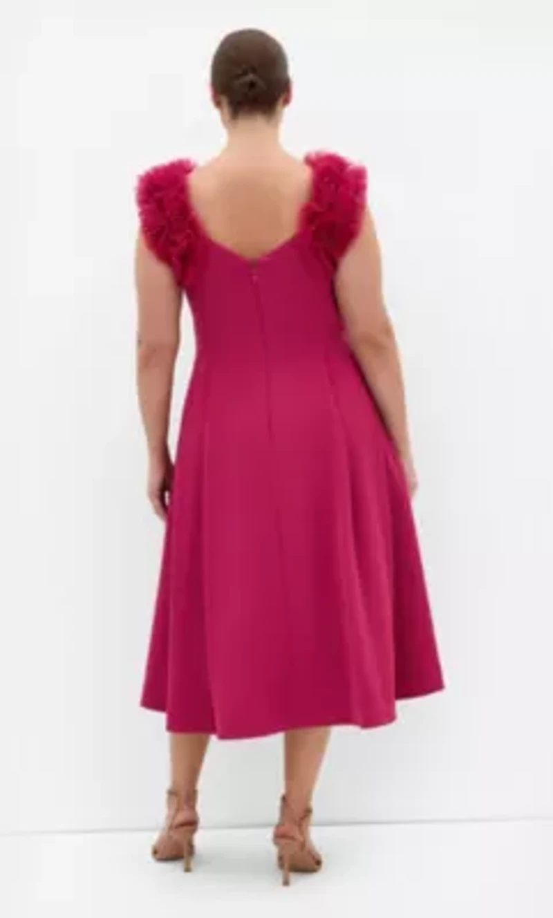 Roselyn Ruffle Tulle Midi Dress