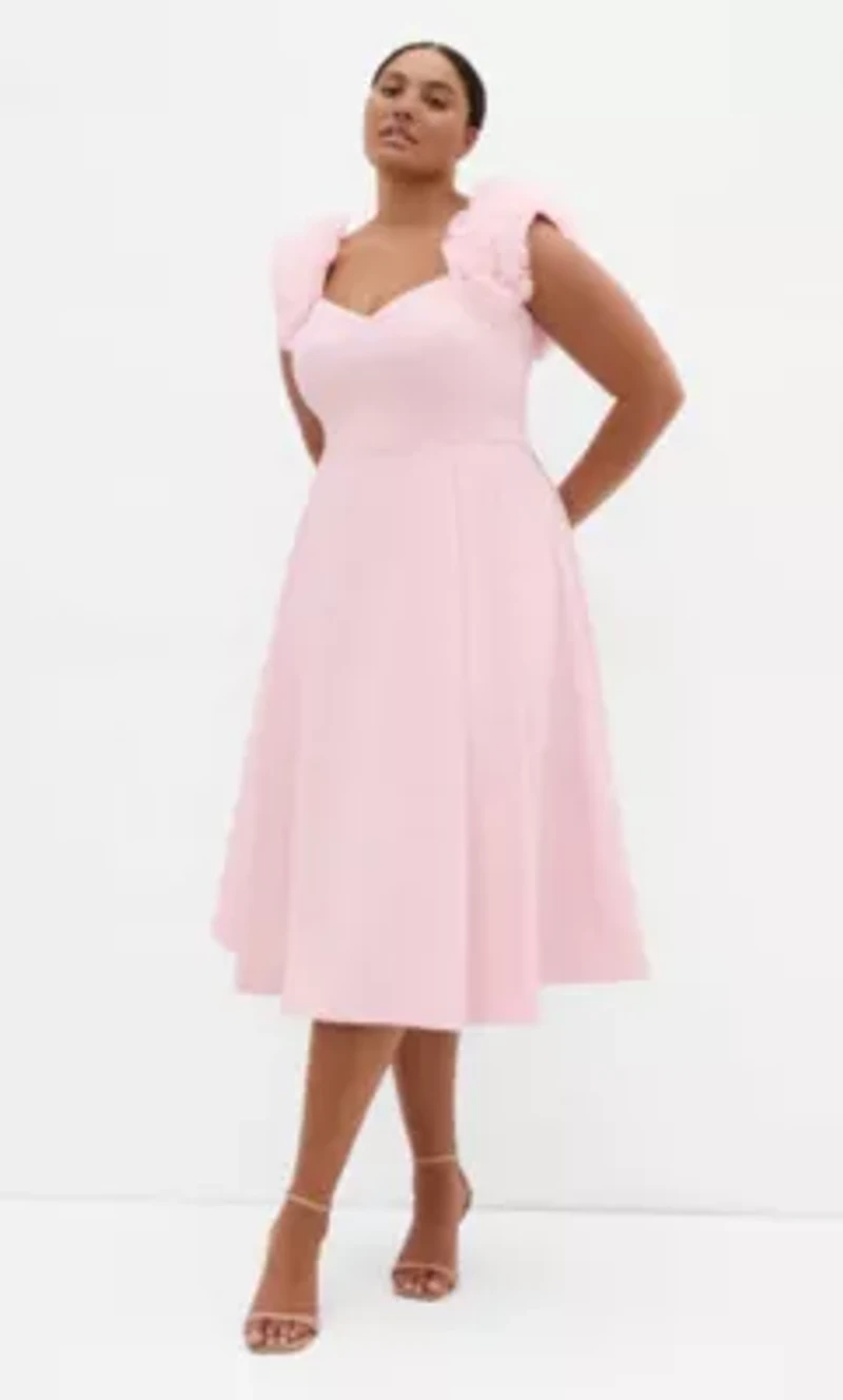 Roselyn Ruffle Tulle Midi Dress