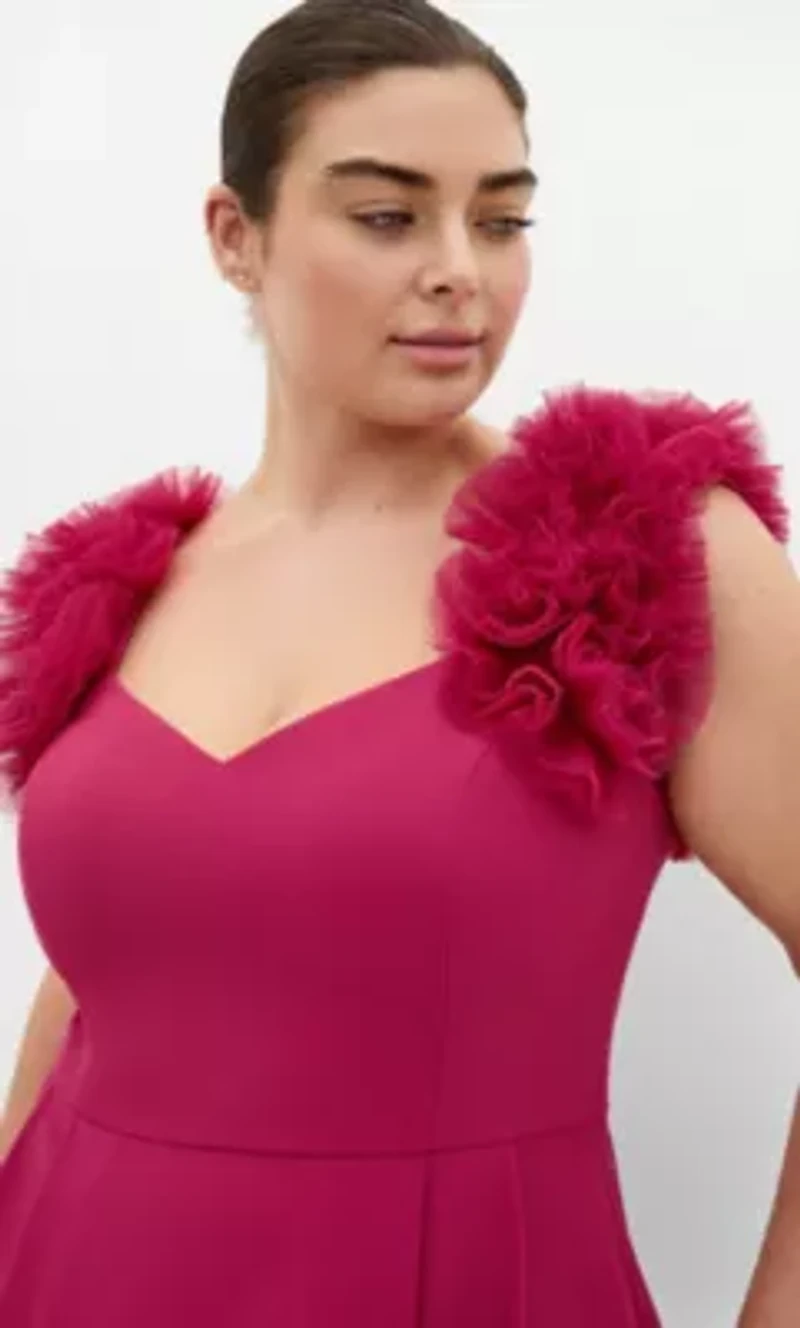 Roselyn Ruffle Tulle Midi Dress