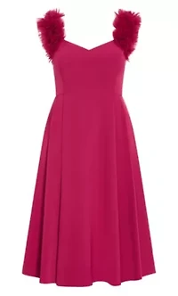 Roselyn Ruffle Tulle Midi Dress