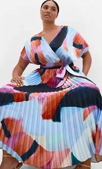Hailey Aspect Print Pleat Maxi Dress