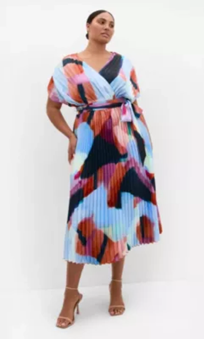 Hailey Aspect Print Pleat Maxi Dress