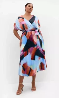 Hailey Aspect Print Pleat Maxi Dress