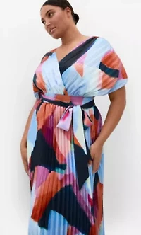 Hailey Aspect Print Pleat Maxi Dress