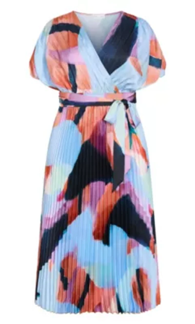 Hailey Aspect Print Pleat Maxi Dress