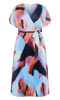 Hailey Aspect Print Pleat Maxi Dress