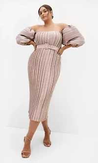 Krista Pleat Midi Dress