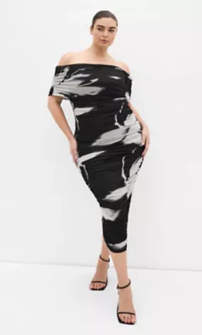 Dana Mesh Blur Print Dress