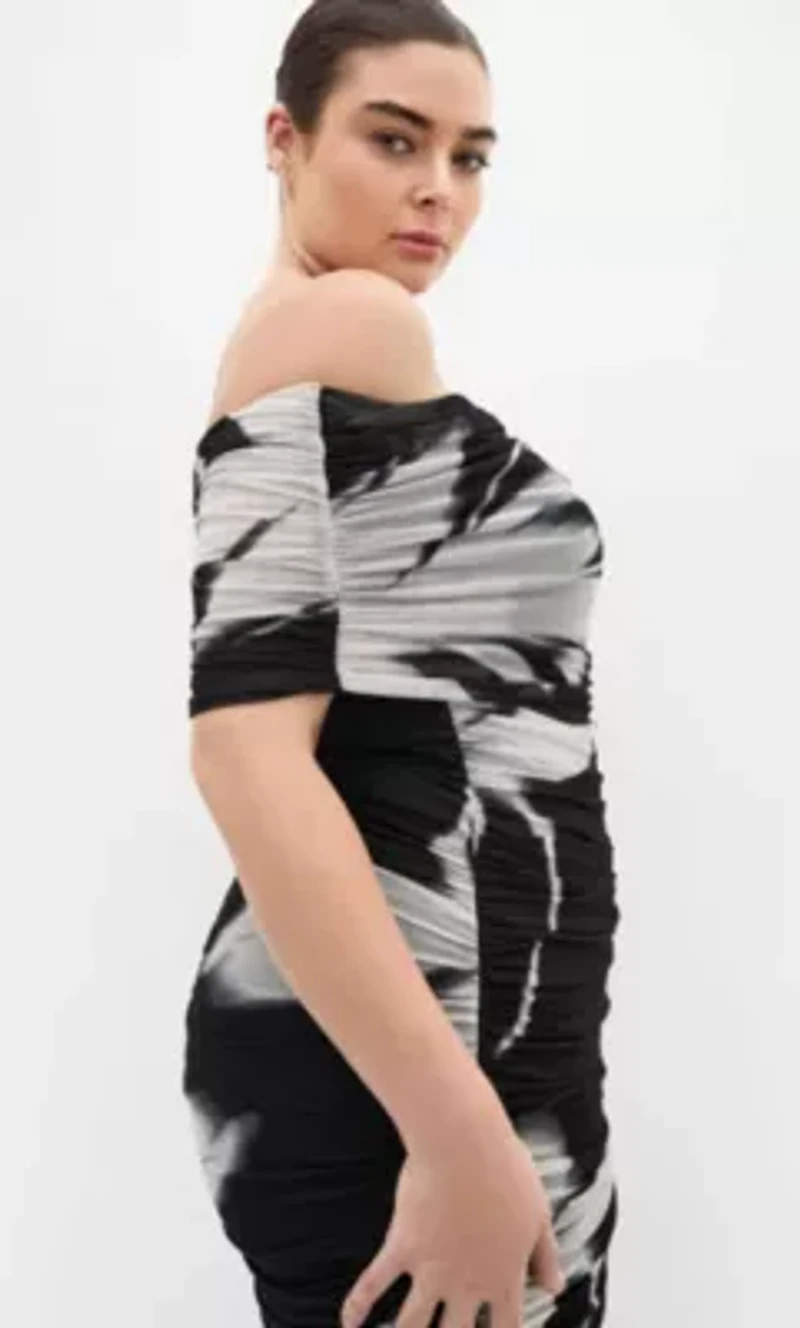 Dana Mesh Blur Print Dress