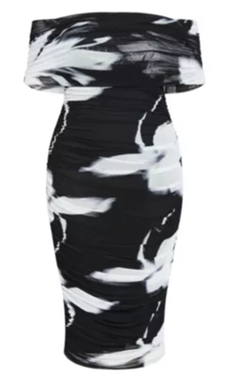 Dana Mesh Blur Print Dress