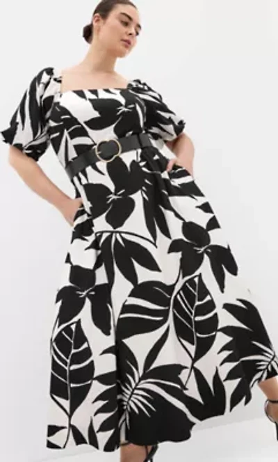Collins Oasis Print Belted Maxi Dress