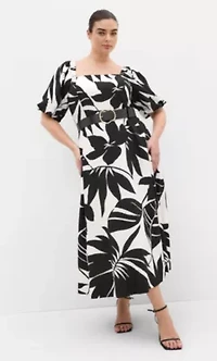 Collins Oasis Print Belted Maxi Dress