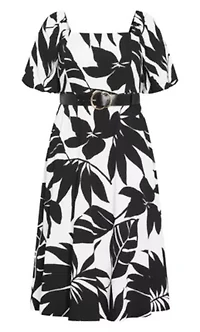 Collins Oasis Print Belted Maxi Dress