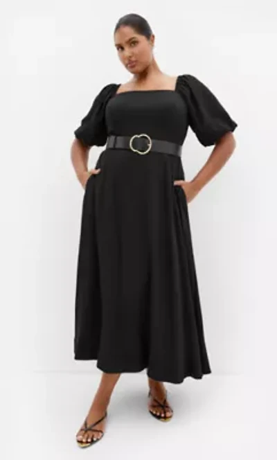 Collins Puff Sleeve Belted Maxi Dress