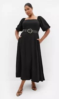 Collins Puff Sleeve Belted Maxi Dress