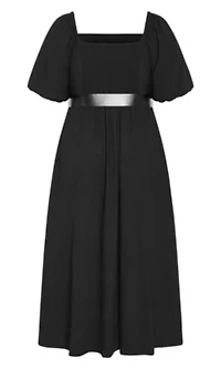 Collins Puff Sleeve Belted Maxi Dress