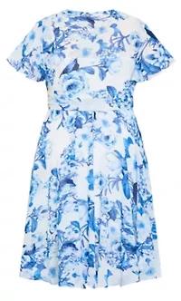 Short Sleeve Bluebell Print Wrap Midi Dress