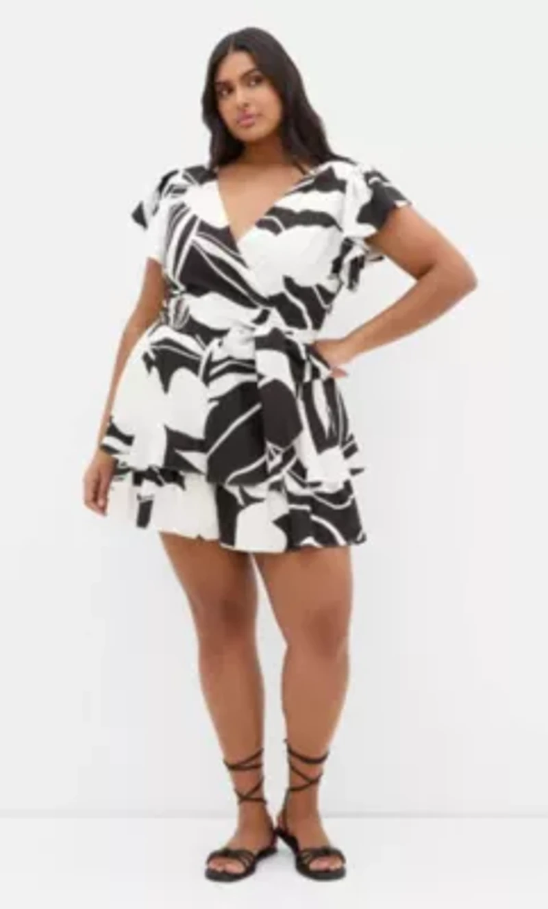 Sunny Frill Mono Print Playsuit