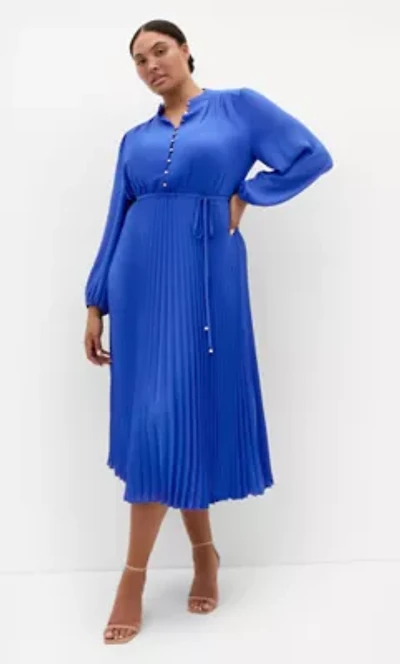 Halle Long Sleeve Pleat Dress