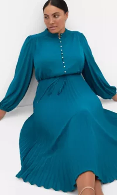 Halle Long Sleeve Pleat Dress