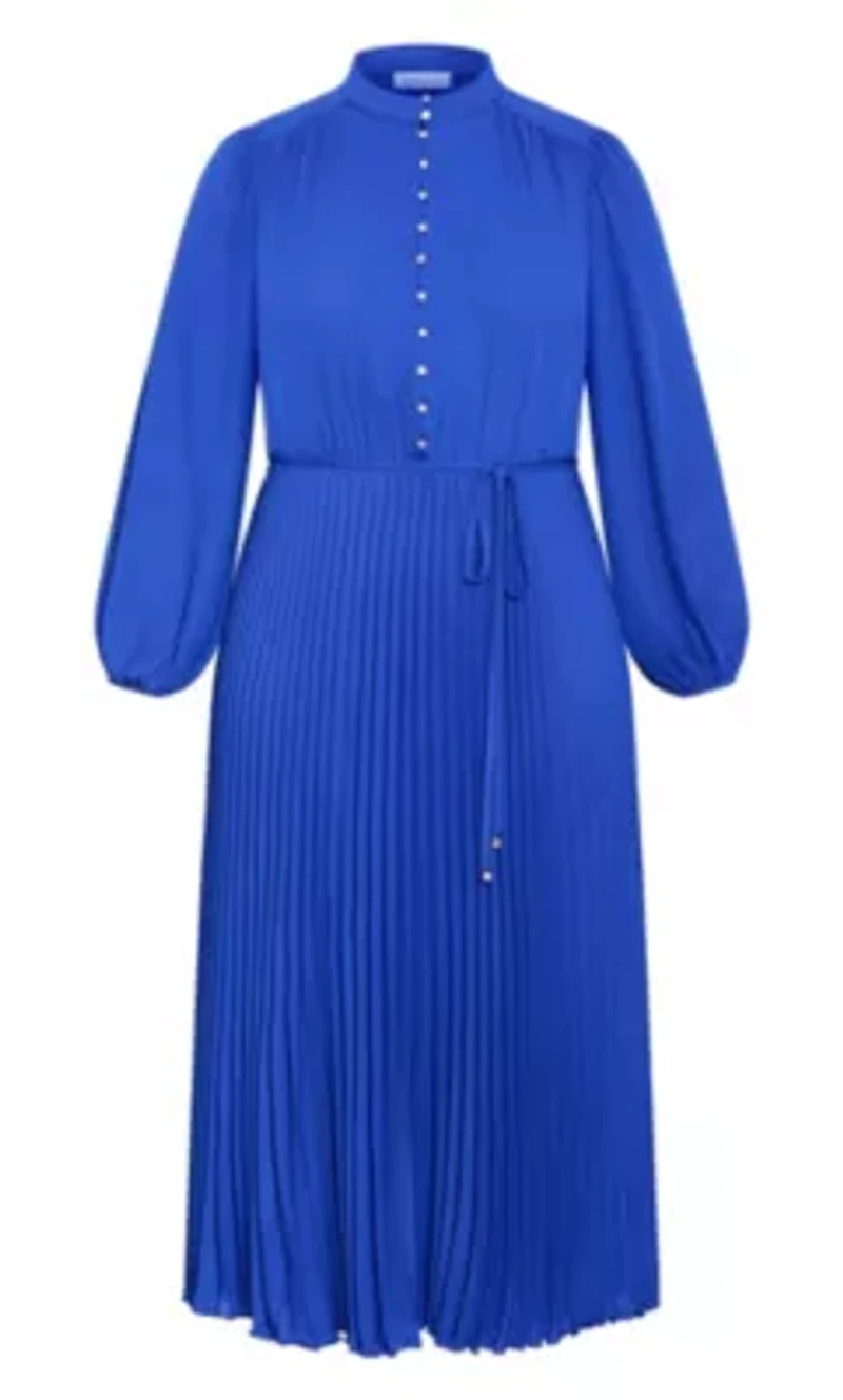 Halle Long Sleeve Pleat Dress