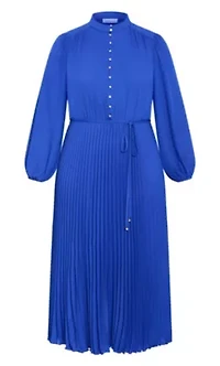 Halle Long Sleeve Pleat Dress