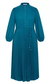 Halle Long Sleeve Pleat Dress