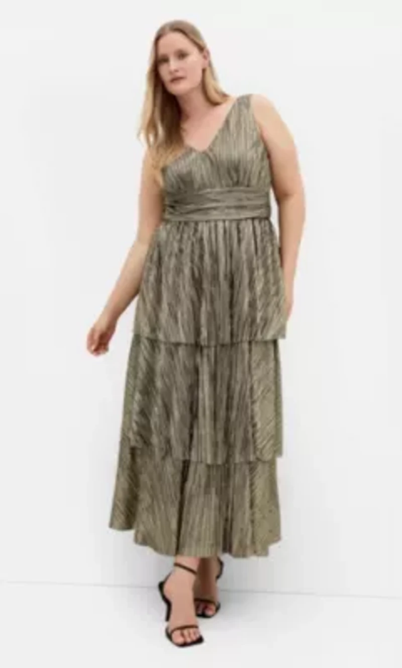 Glamour Metallic Tier Dress