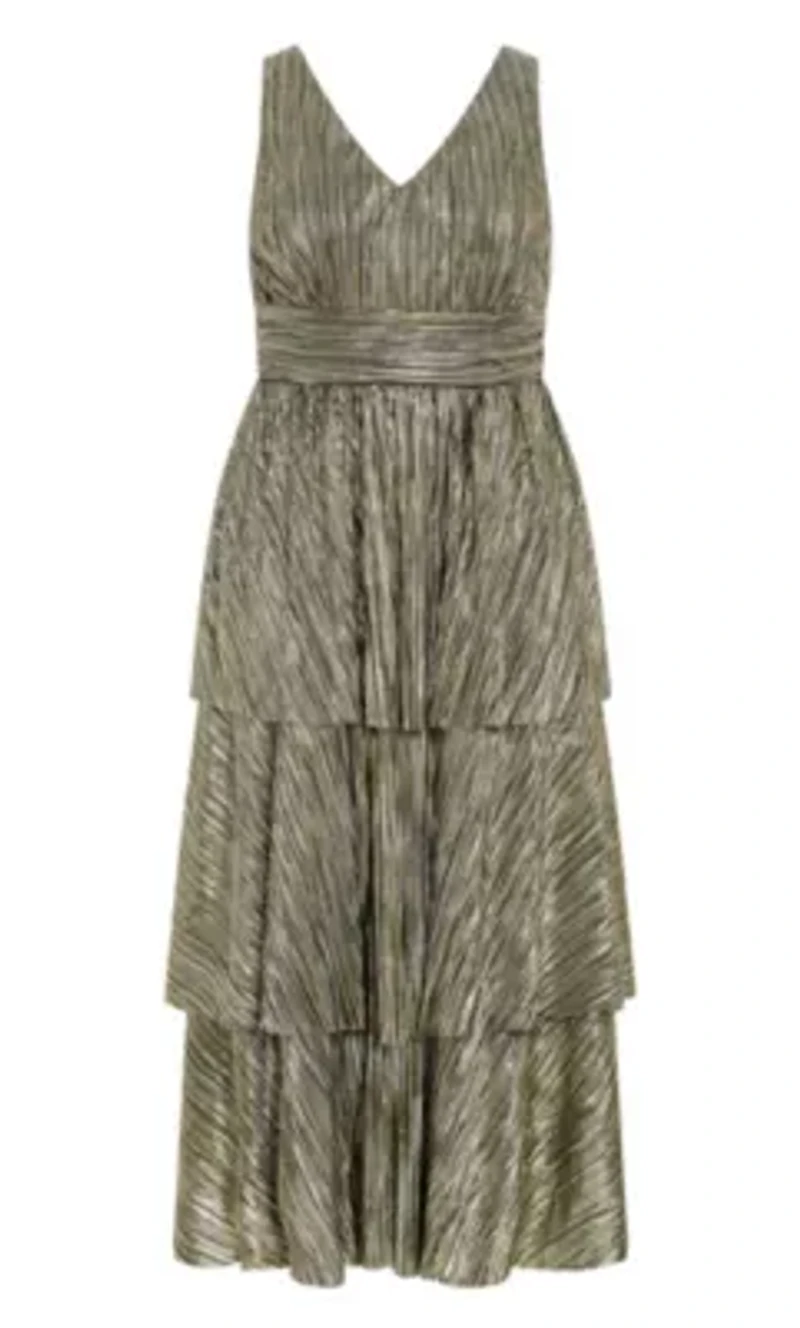 Glamour Metallic Tier Dress