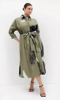 Angel Print Shirt Dress