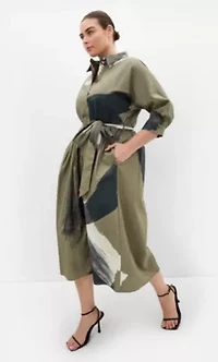 Angel Print Shirt Dress